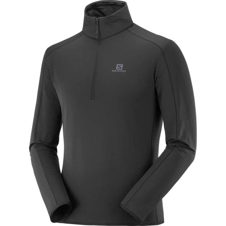 Salomon Essential Lightwarm Half Zip Men's Sweatshirt Black | CA 38V1